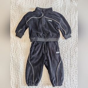 Kith Baby Velour Black Jogger Set